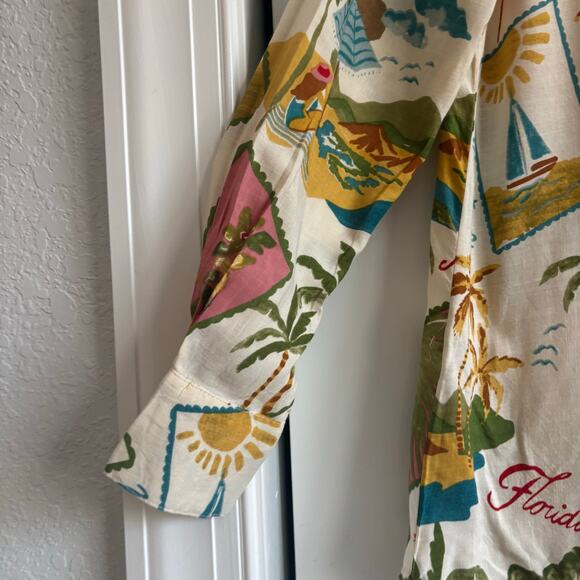NWT Oversized Resort Wear Novelty Print Tunic Shirt Dress Cover Up S Florida - Picture 10 of 14